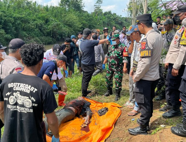 Babinsa Koramil 2401/Rancaekek Monitoring Penemuan Mayat di Sungai Citarik Desa Sangian Kecamatan Rancaekek